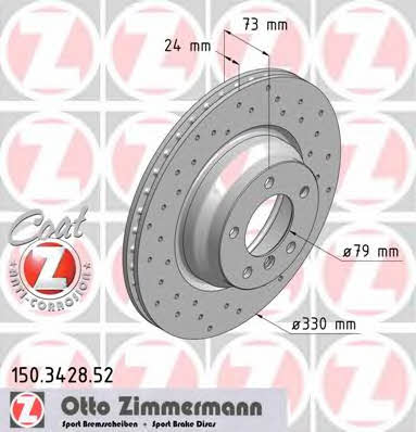 Otto Zimmermann 150.3428.52 Front brake disc ventilated 150342852