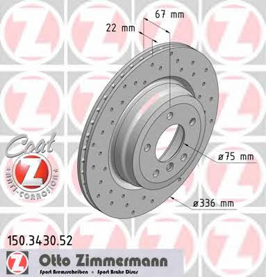 Otto Zimmermann 150.3430.52 Rear ventilated brake disc 150343052