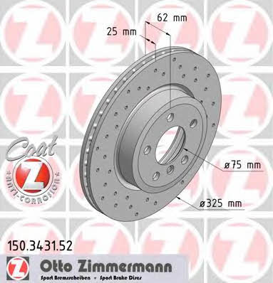 Otto Zimmermann 150.3431.52 Front brake disc ventilated 150343152