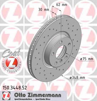 Front vented brake disc Otto Zimmermann 150.3448.52