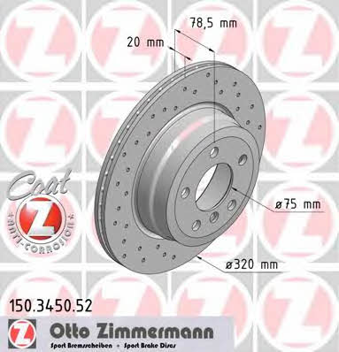 Otto Zimmermann 150.3450.52 Rear ventilated brake disc 150345052