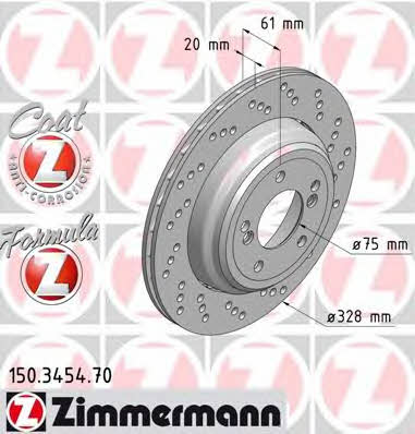 Otto Zimmermann 150.3454.70 Rear ventilated brake disc 150345470