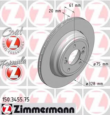 Otto Zimmermann 150.3455.75 Rear ventilated brake disc 150345575