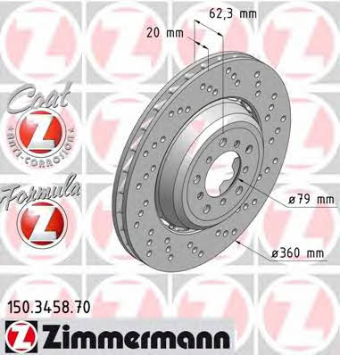 Otto Zimmermann 150.3458.70 Front brake disc ventilated 150345870