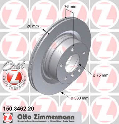 Otto Zimmermann 150.3462.20 Rear ventilated brake disc 150346220
