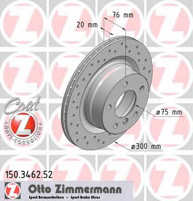 Otto Zimmermann 150.3462.52 Rear ventilated brake disc 150346252