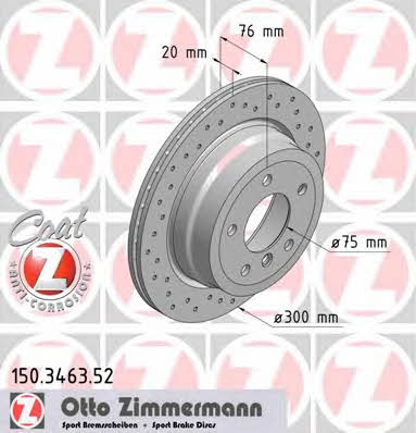 Otto Zimmermann 150.3463.52 Rear ventilated brake disc 150346352