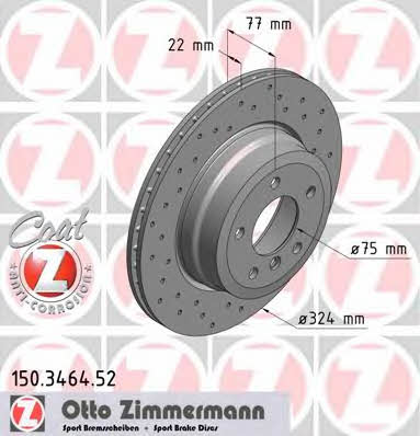 Otto Zimmermann 150.3464.52 Rear ventilated brake disc 150346452