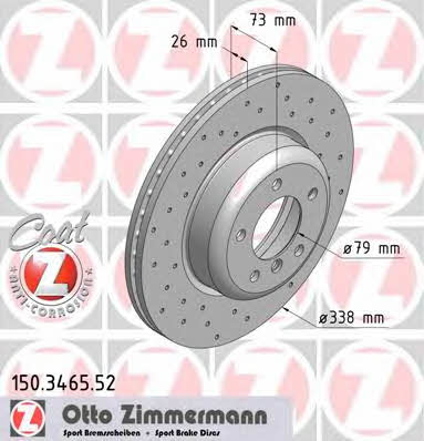 Otto Zimmermann 150.3465.52 Front brake disc ventilated 150346552