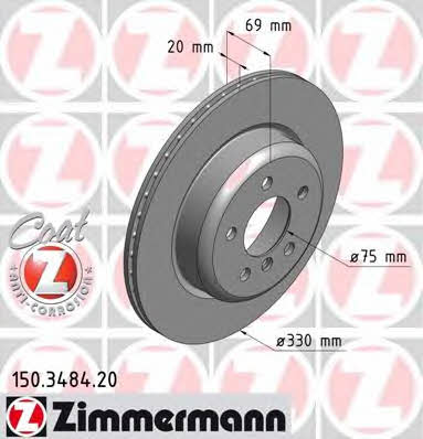 Otto Zimmermann 150.3484.20 Rear ventilated brake disc 150348420
