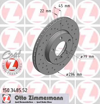 Otto Zimmermann 150.3485.52 Front brake disc ventilated 150348552