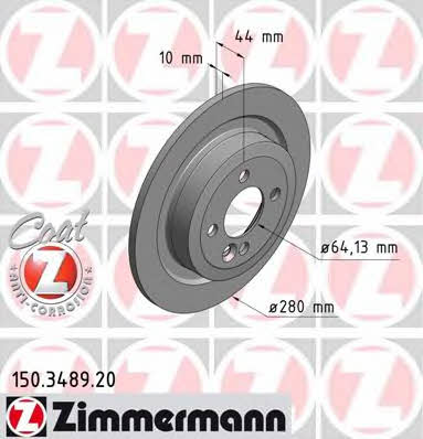 Otto Zimmermann 150.3489.20 Rear brake disc, non-ventilated 150348920