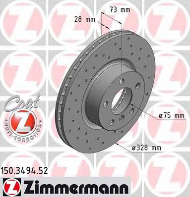 Otto Zimmermann 150.3494.52 Front brake disc ventilated 150349452