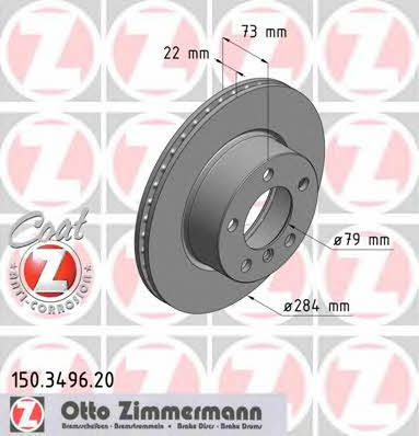 Otto Zimmermann 150.3496.20 Front brake disc ventilated 150349620