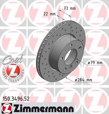 Otto Zimmermann 150.3496.52 Front brake disc ventilated 150349652