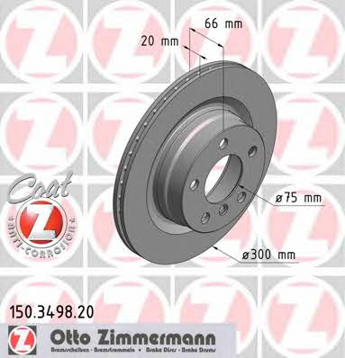 Otto Zimmermann 150.3498.20 Rear ventilated brake disc 150349820