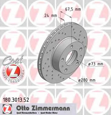 Otto Zimmermann 180.3013.52 Front brake disc ventilated 180301352