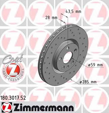 Otto Zimmermann 180.3017.52 Front brake disc ventilated 180301752