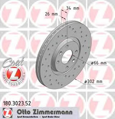 Otto Zimmermann 180.3023.52 Front brake disc ventilated 180302352