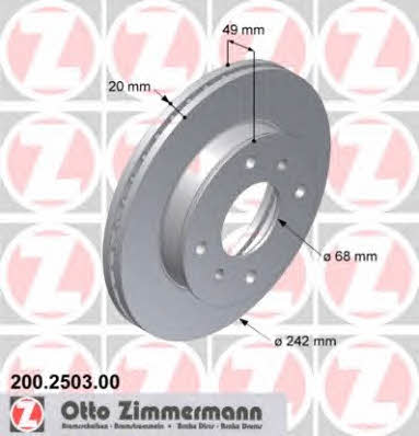Otto Zimmermann 200.2503.00 Front brake disc ventilated 200250300