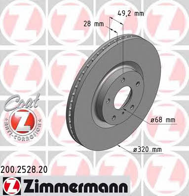 Otto Zimmermann 200.2528.20 Front brake disc ventilated 200252820