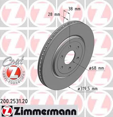 Otto Zimmermann 200.2531.20 Front brake disc ventilated 200253120