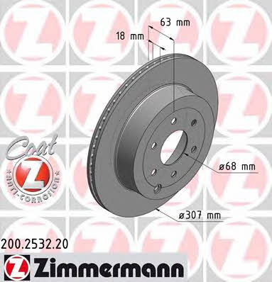 Rear vented brake disc Otto Zimmermann 200.2532.20