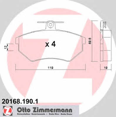 Otto Zimmermann 20168.190.1 Brake Pad Set, disc brake 201681901