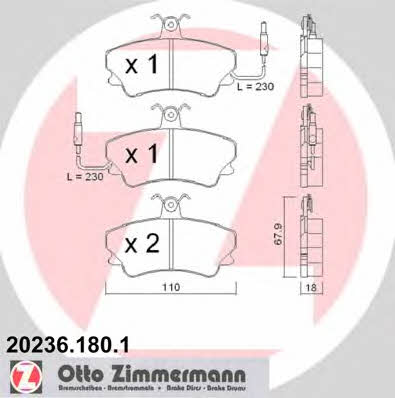 Otto Zimmermann 20236.180.1 Brake Pad Set, disc brake 202361801