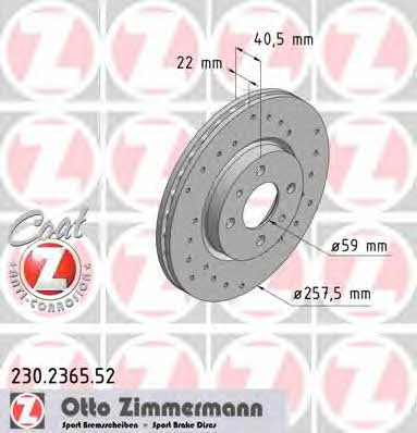Otto Zimmermann 230.2365.52 Brake disc 230236552