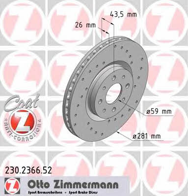 Otto Zimmermann 230.2366.52 Brake disc 230236652