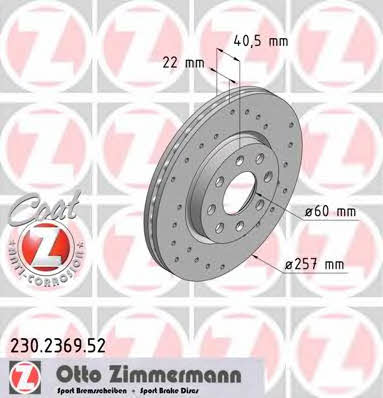 Otto Zimmermann 230.2369.52 Front brake disc ventilated 230236952