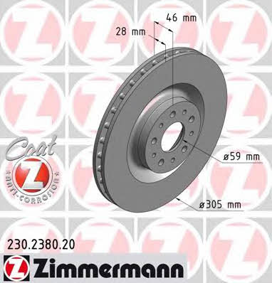 Otto Zimmermann 230.2380.20 Front brake disc ventilated 230238020