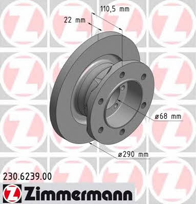 Otto Zimmermann 230.6239.00 Unventilated front brake disc 230623900