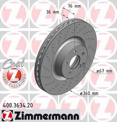 Otto Zimmermann 400363420 Ventilated brake disc with perforation 400363420