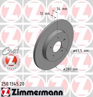 Rear solid brake disc Otto Zimmermann 250.1345.20