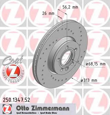 Otto Zimmermann 250.1347.52 Front brake disc ventilated 250134752