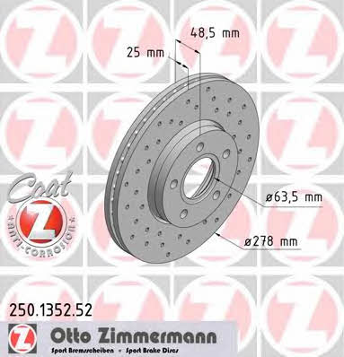 Otto Zimmermann 250.1352.52 Front brake disc ventilated 250135252