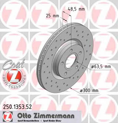 Otto Zimmermann 250.1353.52 Front brake disc ventilated 250135352