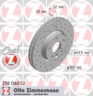 Otto Zimmermann 250.1360.52 Brake disc 250136052