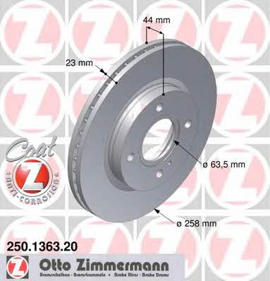 Otto Zimmermann 250.1363.20 Front brake disc ventilated 250136320