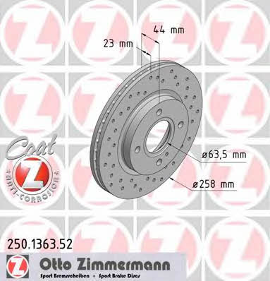 Otto Zimmermann 250.1363.52 Front brake disc ventilated 250136352
