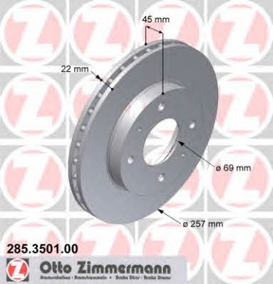 Otto Zimmermann 285.3501.00 Front brake disc ventilated 285350100