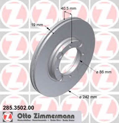 Otto Zimmermann 285.3502.00 Front brake disc ventilated 285350200