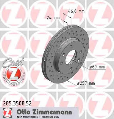 Otto Zimmermann 285.3508.52 Front brake disc ventilated 285350852