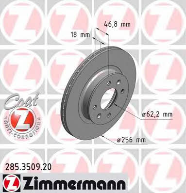 Otto Zimmermann 285.3509.20 Front brake disc ventilated 285350920