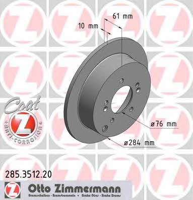 Otto Zimmermann 285.3512.20 Rear brake disc, non-ventilated 285351220