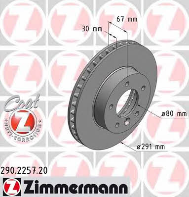 Otto Zimmermann 290.2257.20 Front brake disc ventilated 290225720