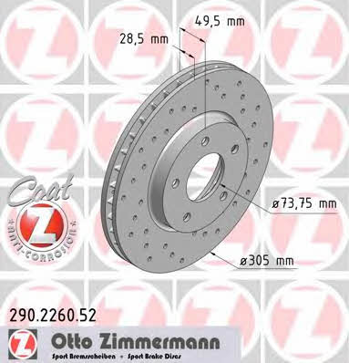 Otto Zimmermann 290.2260.52 Front brake disc ventilated 290226052