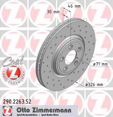 Otto Zimmermann 290.2263.52 Front brake disc ventilated 290226352